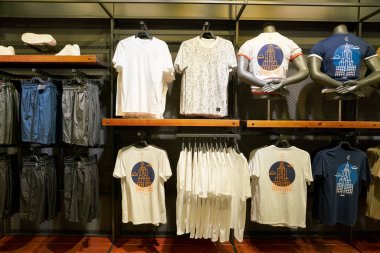 South Korea, Busan - 25 Mayıs 2017: Inside Nike mağaza Busan Lotte Merkezi