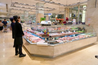 South Korea, Busan - 28 Mayıs 2017: Süper Market, Lotte mağazada Busan