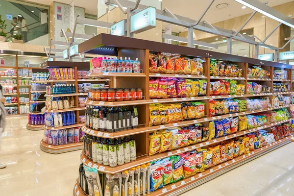 Coréia Sul Busão Maio 2017 Super Mercado Lotte Department Store — Fotografia de Stock