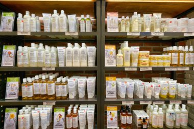 HONG KONG, CHINA - CIRCA JANUARY, 2019: personal care products on display at Kiehl's store in New Town Plaza shopping mall