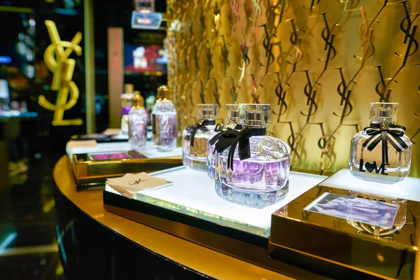 Hong Kong China Circa January 2019 Fragrances Display Yves Saint — Stock Photo, Image