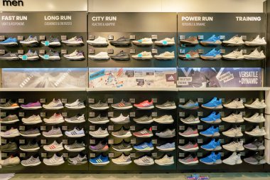 SINGAPORE - CIRCA APRIL, 2019: interior shot of Adidas store in the Shoppes at Marina Bay Sands.