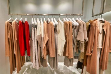 HONG KONG, CHINA - JANUARY 23, 2019: clothes on display at Giordano Ladies store in New Town Plaza. New Town Plaza is a shopping mall in the town centre of Sha Tin, Hong Kong.