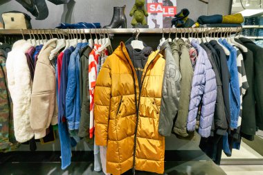 HONG KONG, CHINA - JANUARY 23, 2019: clothes on display at G-Star RAW store in New Town Plaza. New Town Plaza is a shopping mall in the town centre of Sha Tin, Hong Kong.