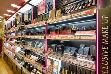HONG KONG, CHINA - CIRCA JANUARY, 2019: make up products on display at a Bonjour store in Hong Kong.