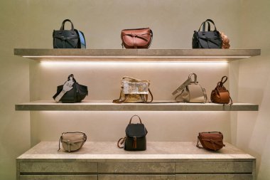 HONG KONG, CHINA - JANUARY 22, 2019: handbags on display at a store at ifc mall in Hong Kong.