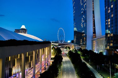 SINGAPORE - CIRCA APRIL, 2019: Singapore urban landscape at night.