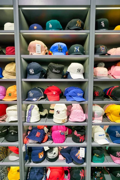 HONG KONG, CHINA - CIRCA JANUARY, 2019: baseball caps on display at a store in Hong Kong.