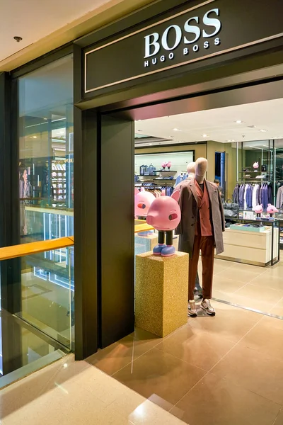 Hong Kong China Circa Enero 2019 Entrada Tienda Hugo Boss — Foto de Stock