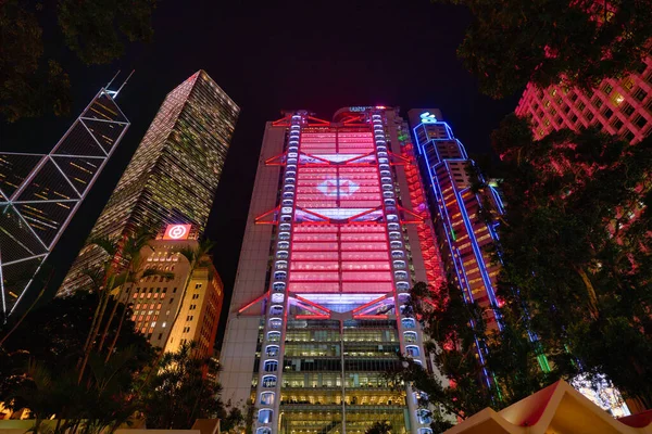 Hong Kong Čína Circa Leden 2019 Pohled Nízkého Úhlu Mrakodrapy — Stock fotografie