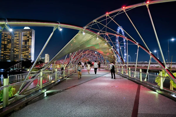 Singapore Circa April 2019 View Helix Bridge Night Helix Bridge — Stock Photo, Image