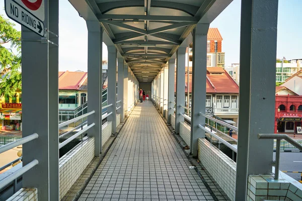 Singapur April 2019 Blick Auf Fußgängerbrücke Singapur Morgen — Stockfoto