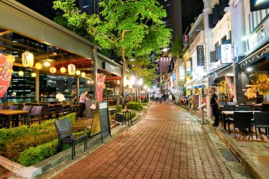 SINGAPORE - CIRCA APRIL, 2019: view of Boat Quay in Singapore at night.