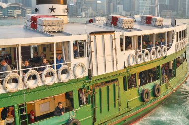 Hong Kong, Çin - Ocak 2019: bir Star Feribot yakın çekim. Star Ferry, Hong Kong 'da bir yolcu feribot operatörü ve turistik merkezdir..