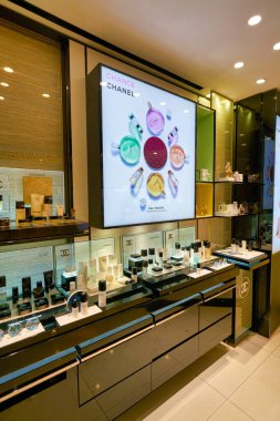 HONG KONG, CHINA - CIRCA JANUARY, 2019: personal care products on display at Chanel store in New Town Plaza shopping mall