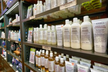 HONG KONG, CHINA - CIRCA JANUARY, 2019: personal care products on display at Kiehl's store in New Town Plaza shopping mall