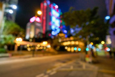 HONG KONG, CHINA - CIRCA JANUARY, 2019: defocused street level view of Hong Kong.