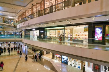 Hong Kong, Çin - 22 Ocak 2019: Hong Kong 'daki Ifc AVM' nin iç çekimi.