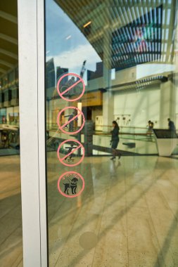 SINGAPORE - CIRCA APRIL, 2019: prohibition signs seen at the Shoppes at Marina Bay Sands