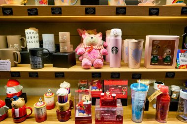 SHENZHEN, CHINA - CIRCA FEBRUARY, 2019: goods on display at Starbucks in Shenzhen.