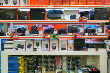 HONG KONG, CHINA - CIRCA JANUARY, 2019: cameras on display at a store in Hong Kong.