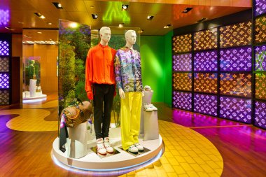 SINGAPORE - CIRCA APRIL, 2019: interior shot of Louis Vuitton store at the Shoppes at Marina Bay Sands.