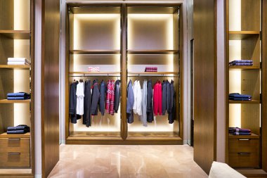 HONG KONG, CHINA - CIRCA JANUARY, 2019: interior shot of Burberry store in Elements shopping mall. Burberry Group PLC is a British luxury fashion house