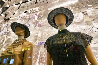 HONG KONG, CHINA - CIRCA JANUARY, 2019: close up shot of display window at Christian Dior store in Hong Kong.