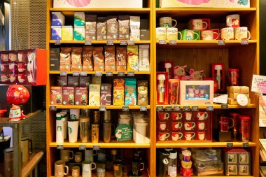 SHENZHEN, CHINA - CIRCA JANUARY, 2019: goods on display at Starbucks in Shenzhen.