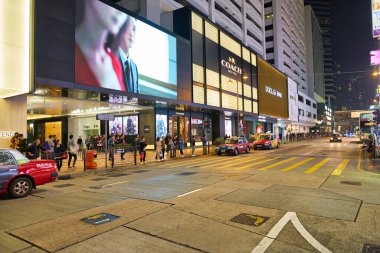 Hong Kong, Çin - Ocak 2019: Hong Kong sokak manzarası.