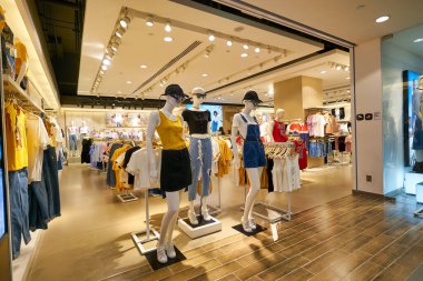SINGAPORE - APRIL 03, 2019: clothes on display at a store in Singapore.