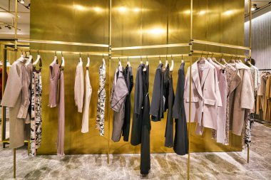 HONG KONG, CHINA - CIRCA JANUARY, 2019: interior shot of Max Mara store at ifc mall in Hong Kong.