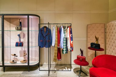 HONG KONG, CHINA - JANUARY 22, 2019: interior shot of Lane Crawford in Hong Kong. Lane Crawford is a retail company with speciality stores selling luxury goods in Hong Kong and Mainland China.