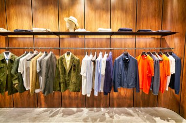HONG KONG, CHINA - CIRCA JANUARY, 2019: interior shot of Brioni store at ifc mall in Hong Kong. Brioni is an Italian menswear couture house