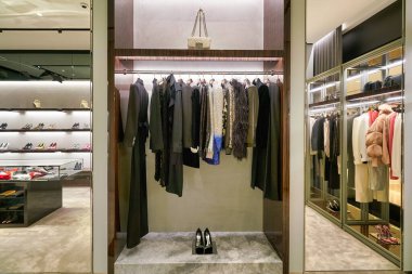 HONG KONG, CHINA - CIRCA JANUARY, 2019: interior shot of Tom Ford store at ifc mall in Hong Kong.
