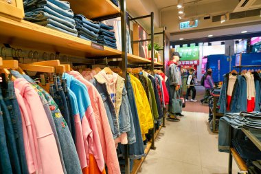 HONG KONG, CHINA - CIRCA JANUARY, 2019: interior shot of a Levi's store in Hong Kong.