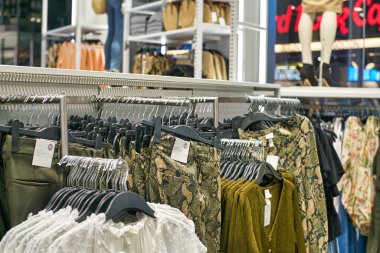 DUBAI, UAE - CIRCA FEBRUARY, 2019: interior shot of H&M store in Dubai International Airport.