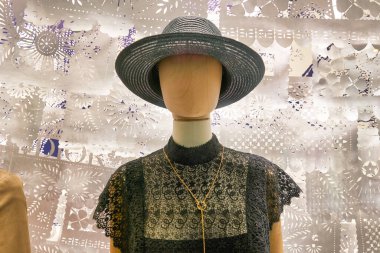 HONG KONG, CHINA - CIRCA JANUARY, 2019: close up shot of display window at Christian Dior store in Hong Kong.