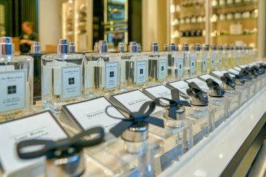 SINGAPORE - CIRCA APRIL, 2019: perfumes on display at Jo Malone London store in the Shoppes at Marina Bay Sands.