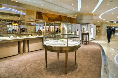 HONG KONG, CHINA - CIRCA JANUARY, 2019: Mikimoto jewelers on display in Elements shopping mall.