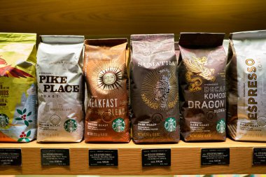 SHENZHEN, CHINA - CIRCA FEBRUARY, 2019: goods on display at Starbucks in Shenzhen.