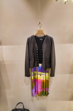 HONG KONG, CHINA - CIRCA JANUARY, 2019: clothing on display at Agnes B store at ifc mall in Hong Kong.