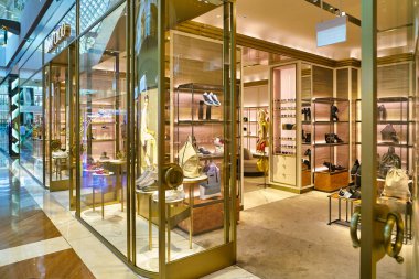 SINGAPORE - CIRCA APRIL, 2019: entrance to Jimmy Choo store in The Shoppes at Marina Bay Sands.