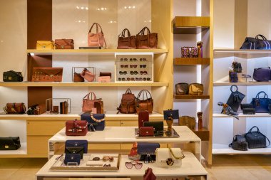 SINGAPORE - CIRCA APRIL, 2019: bags on display at Longchamp store in The Shoppes at Marina Bay Sands.