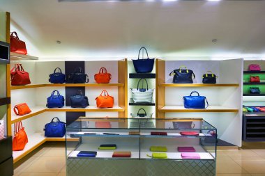 BANGKOK, THAILAND - CIRCA JUNE, 2015: bags on display at a store in Suvarnabhumi Airport.