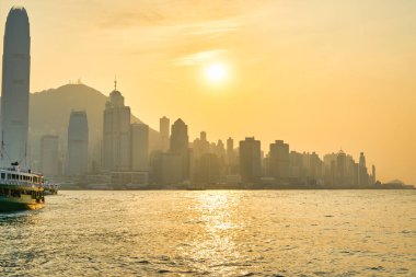HONG KONG, CHINA - CIRCA JANUARY, 2019: view of Hong Kong skyline as seen from Tsim Sha Tsui, Kowloon.