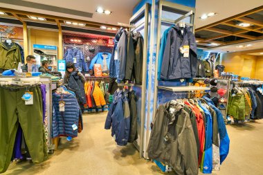 HONG KONG, CHINA - JANUARY 23, 2019: interior shot of Columbia Sportswear retail store at New Town Plaza shopping mall in Sha Tin.