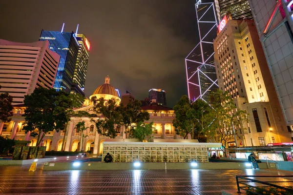 Hong Kong Çin Ocak 2019 Geceleri Hong Kong Caddesi Manzarası — Stok fotoğraf