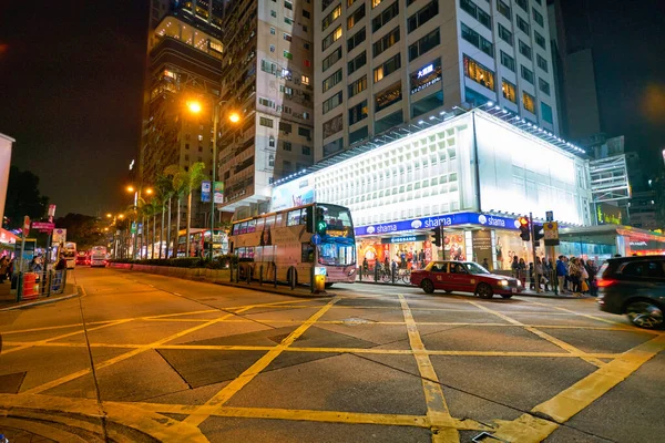 Hong Kong China Circa Januari 2019 Straatbeeld Van Hongkong Nachts — Stockfoto