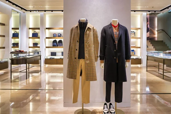 HONG KONG, CHINA - CIRCA JANUARY, 2019: interior shot of Burberry store in Elements shopping mall. Burberry Group PLC is a British luxury fashion house
